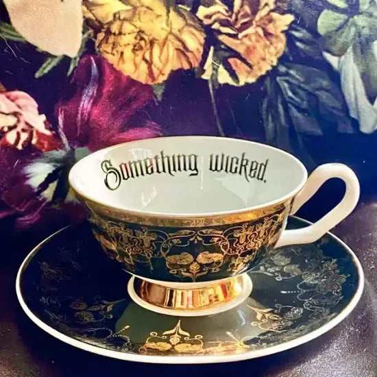 Black Nouveau Something Wicked Cup and Saucer by Miss Havishham Curiosities