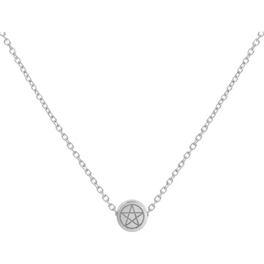 Very Dainty Pentacle Mini Pendant Necklace Stainless Steel