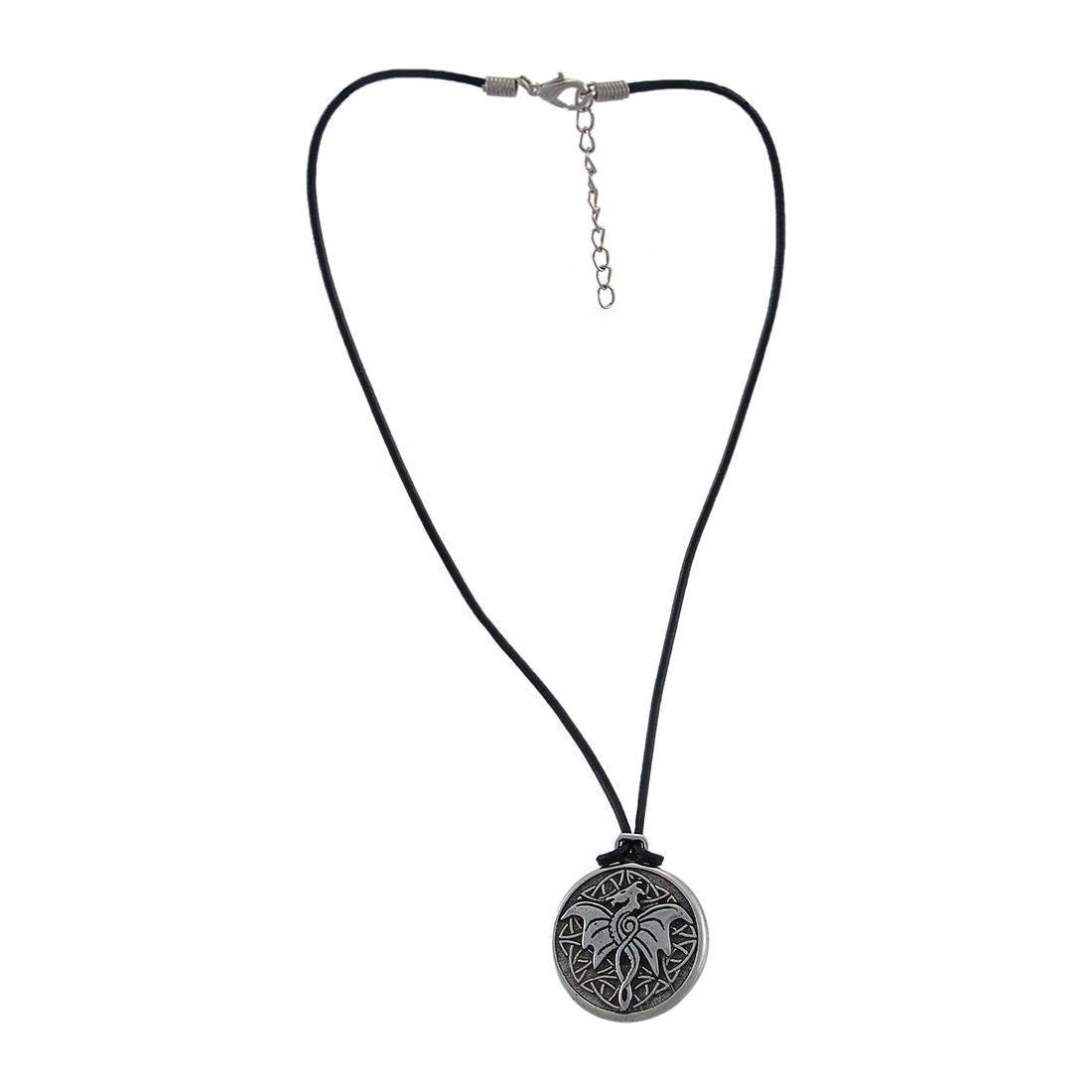 Celtic Wisdom Dragon Pewter Pendant 16 in. Cord Necklace