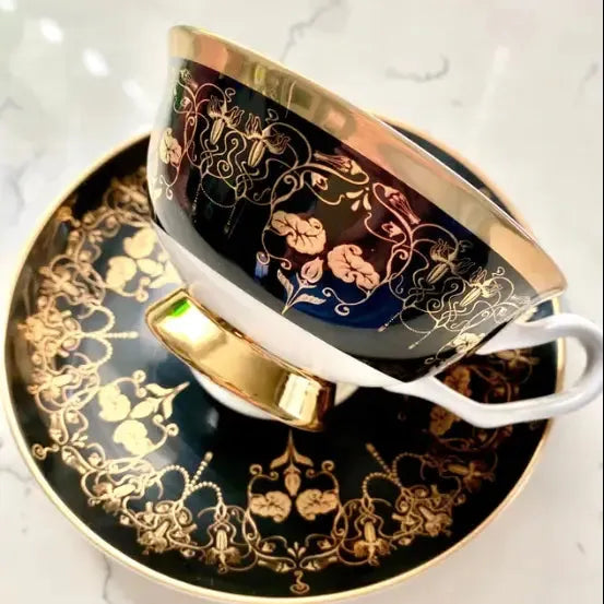 Black Nouveau Something Wicked Cup and Saucer by Miss Havishham Curiosities