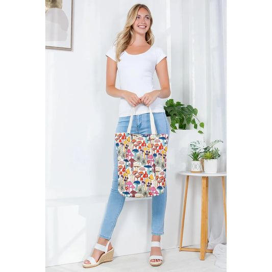 Whimsical Mushroom Canvas Tote Bag