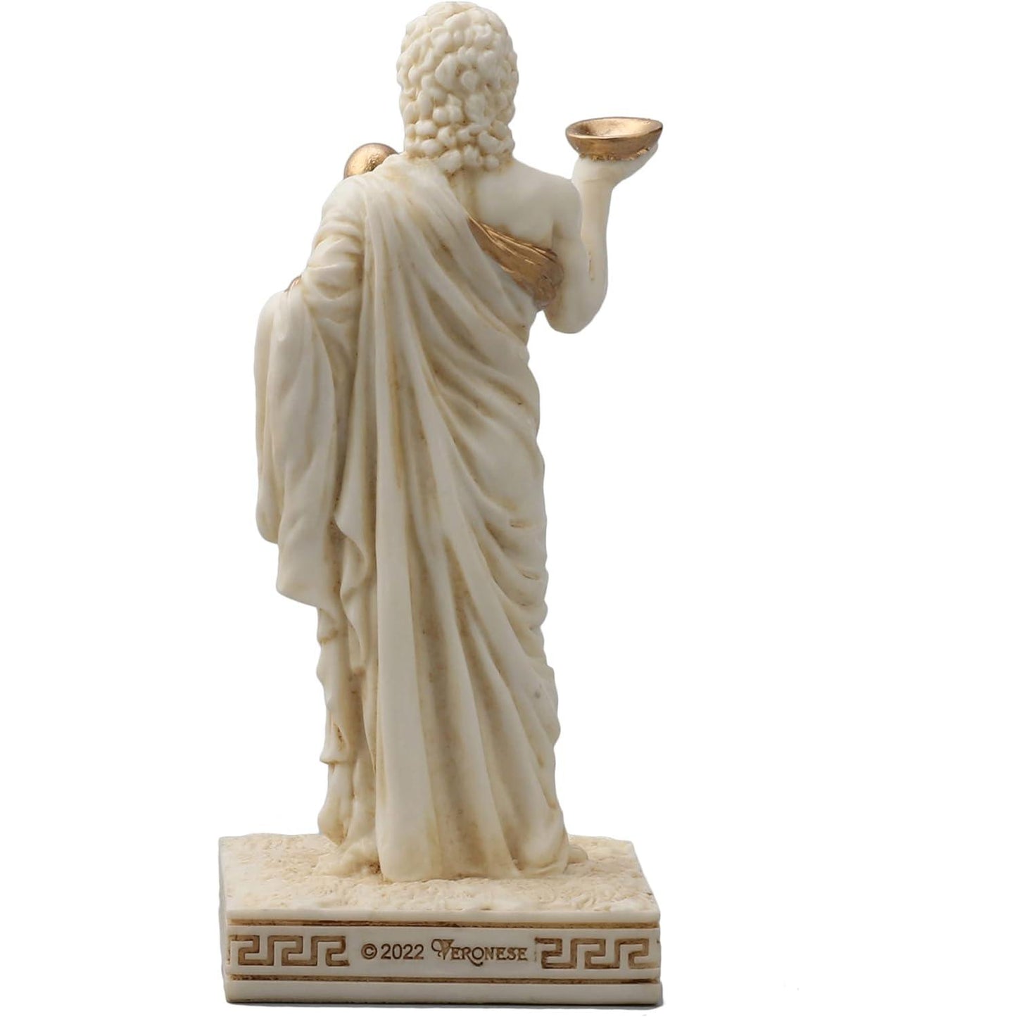 Ivory Gold Finish Asclepius Mini Statue Hand Painted 3 1/2"