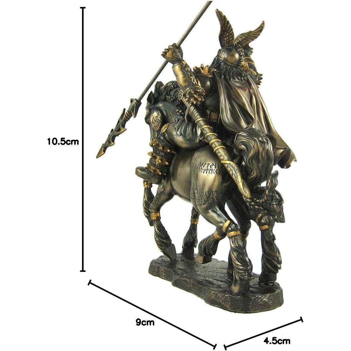 Norse God Odin Riding Sleipnir Bronze Finish Statue Pagan Viking