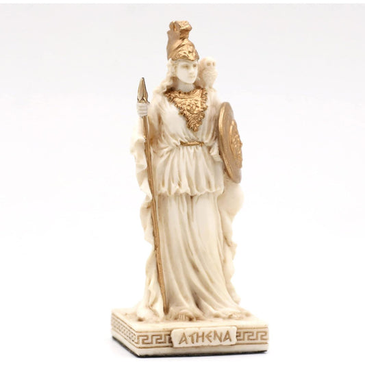 Ivory Gold Finish Athena (Minerva) Mini Statue Hand Painted 3 1/2"