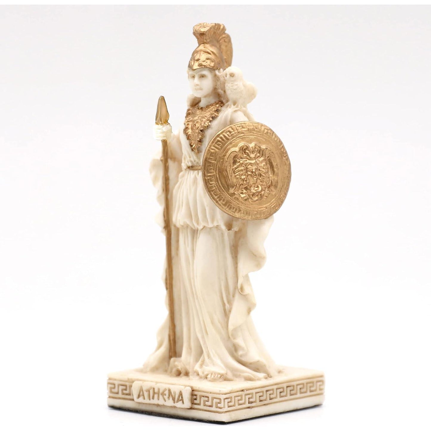 Ivory Gold Finish Athena (Minerva) Mini Statue Hand Painted 3 1/2"