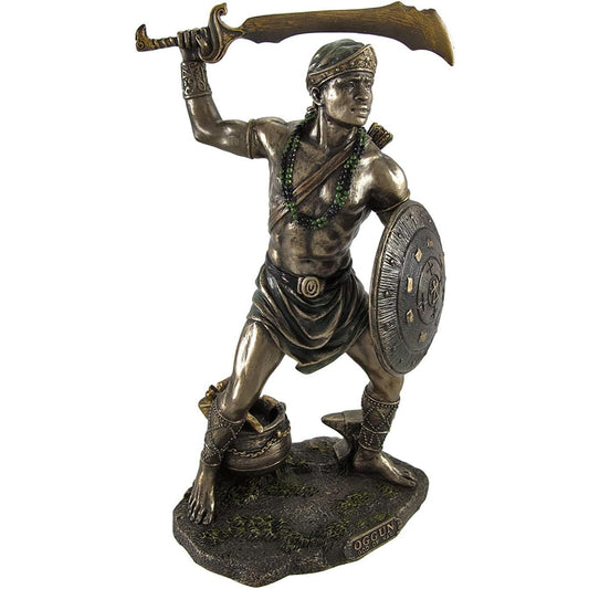 9 1/2 Inch Oggun God of Iron Hunting Politics and War Resin Sculpture Bronze Finish