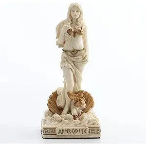 Ivory Gold Finish Aphrodite Goddess Mini Statue Hand Painted 3 1/2"