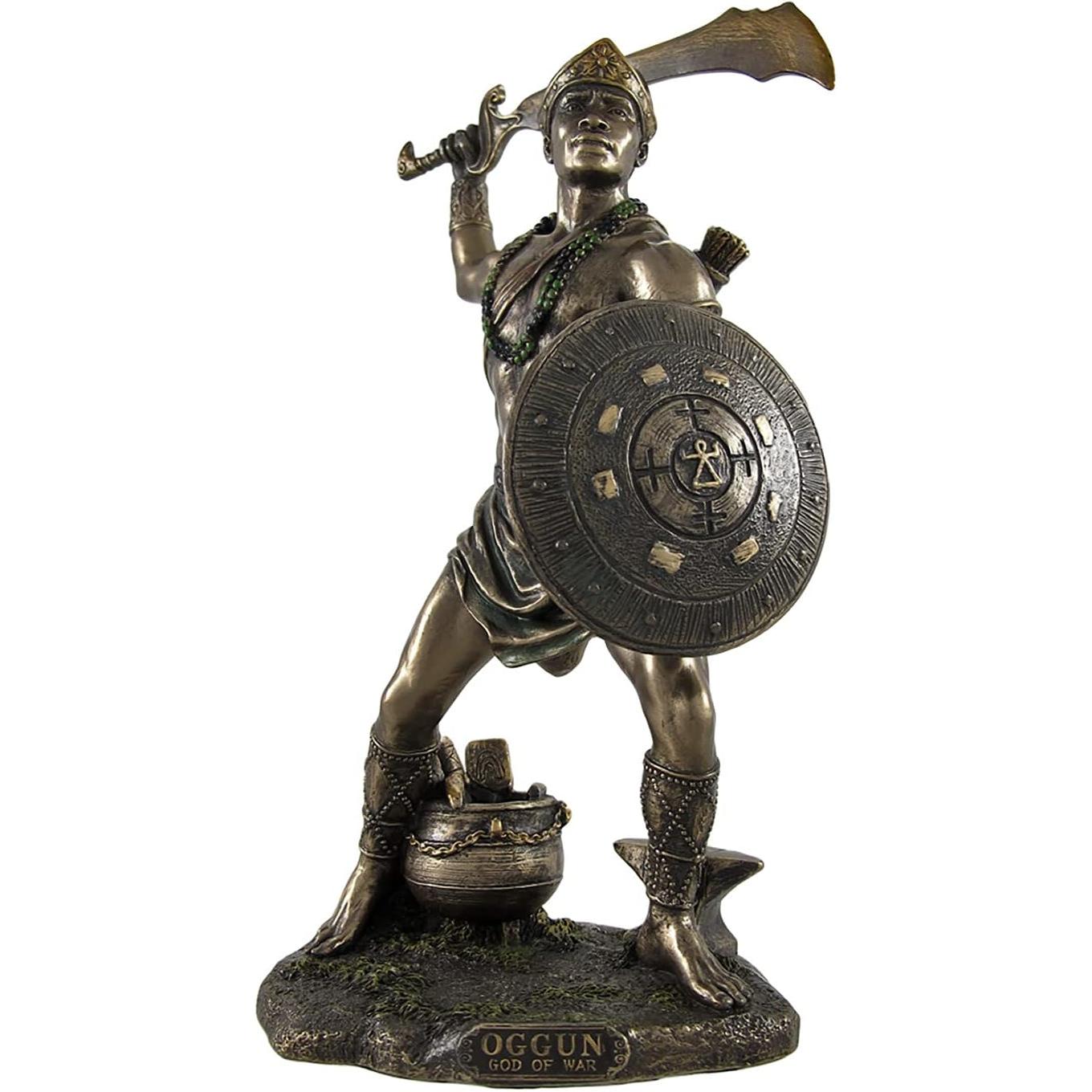 9 1/2 Inch Oggun God of Iron Hunting Politics and War Resin Sculpture Bronze Finish