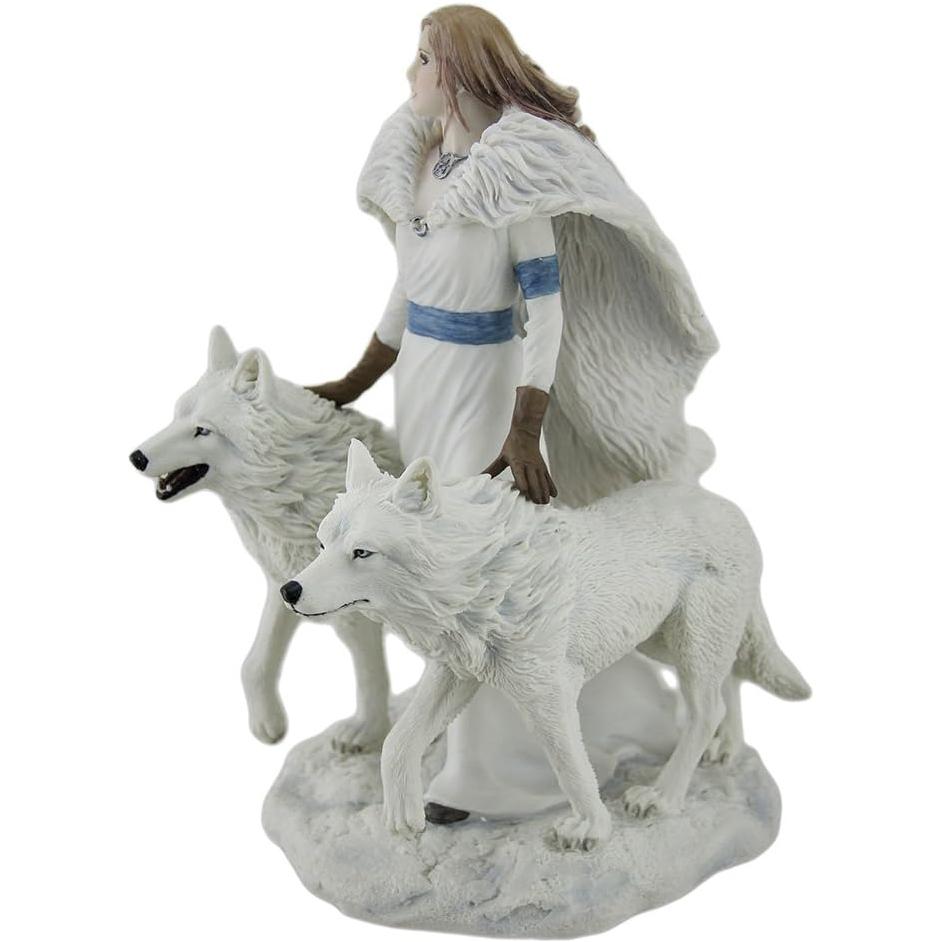 Winter Guardians by Anne Stokes Snow Wolves and Mistress Statue