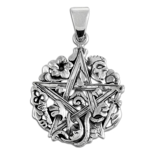 Dryad Design Cimaruta Pentacle Charm Pendant 1" - Sterling Silver Italian Witchcraft Symbol Jewelry