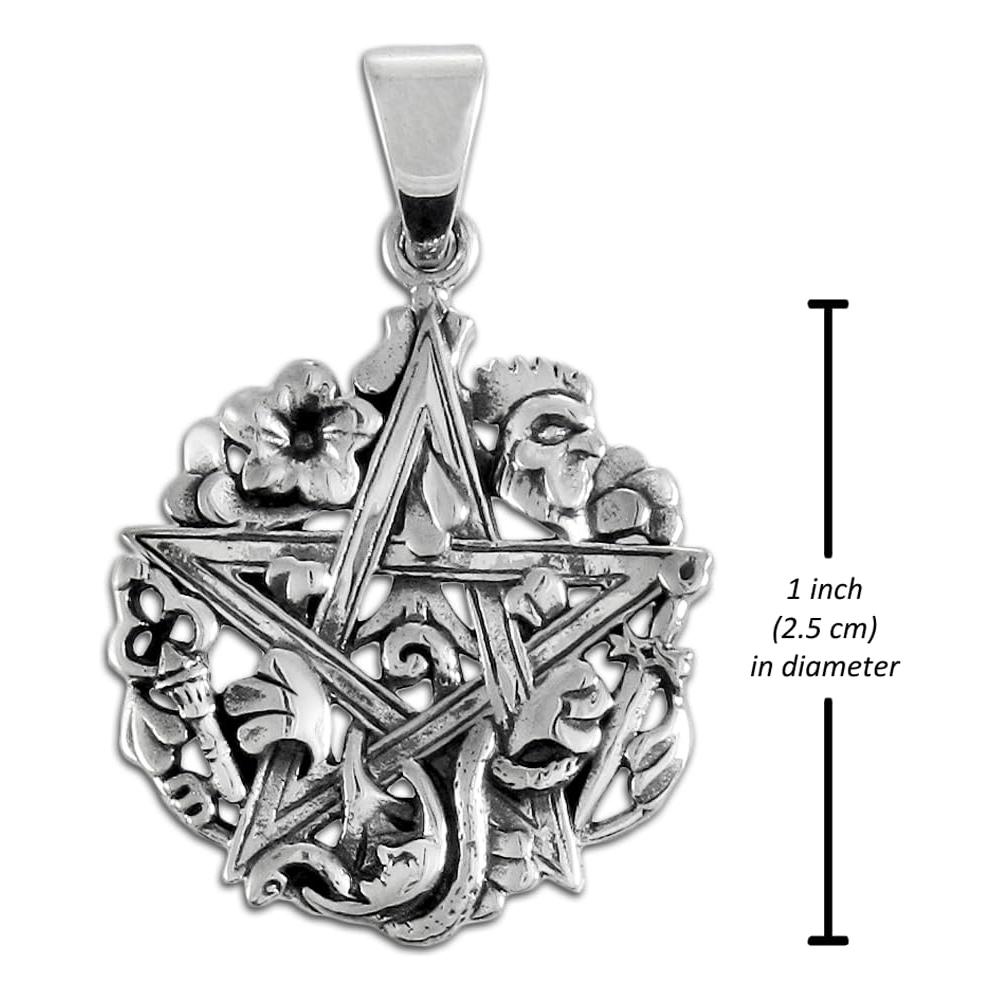 Dryad Design Cimaruta Pentacle Charm Pendant 1" - Sterling Silver Italian Witchcraft Symbol Jewelry