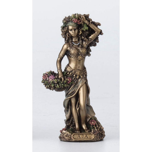 Mini 3 3/4" Aja Santeria Orisha of Forest and Herbs Resin Figurine Hand Painted Bronze Finish