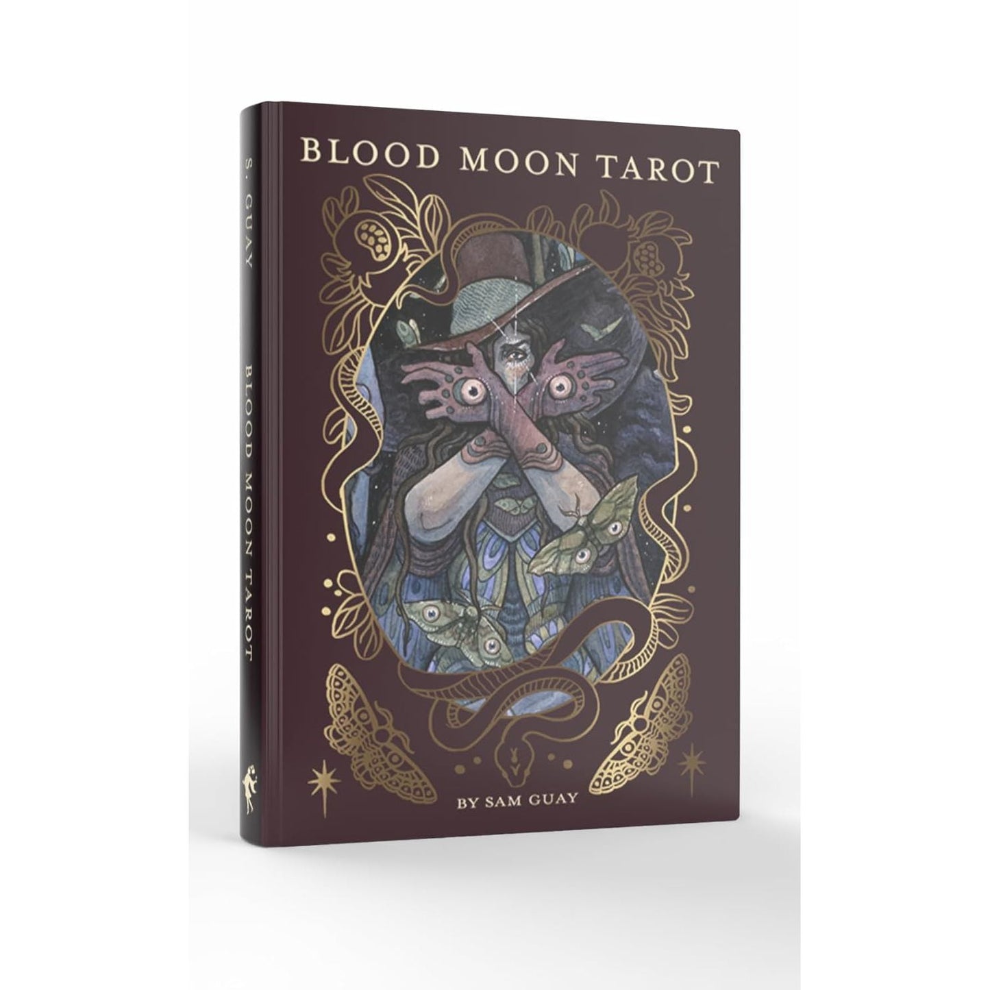 Blood Moon Tarot: Deluxe 78-Card Tarot Deck with Ethereal Watercolor Art, Linen Finish, Burgundy Edges, and Hardcover Book – Gold Foil-Accented Set