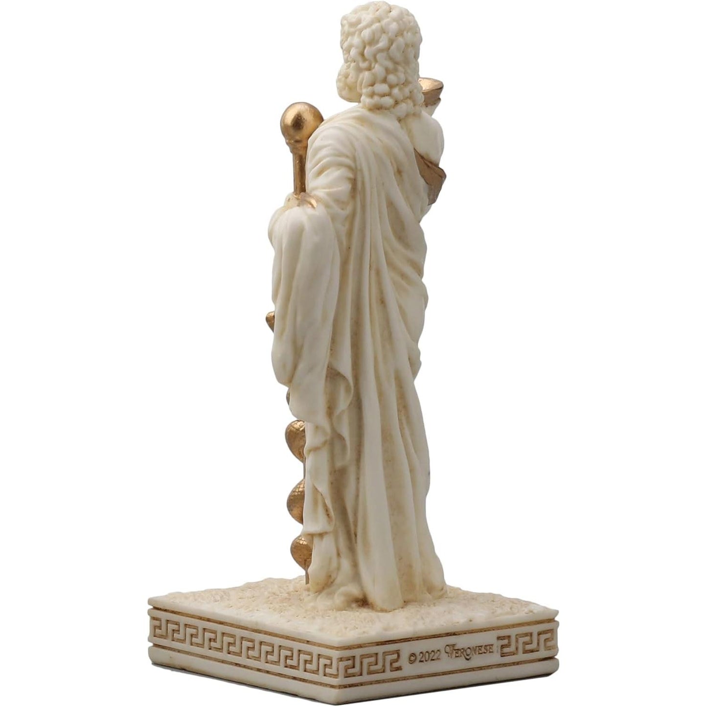 Ivory Gold Finish Asclepius Mini Statue Hand Painted 3 1/2"