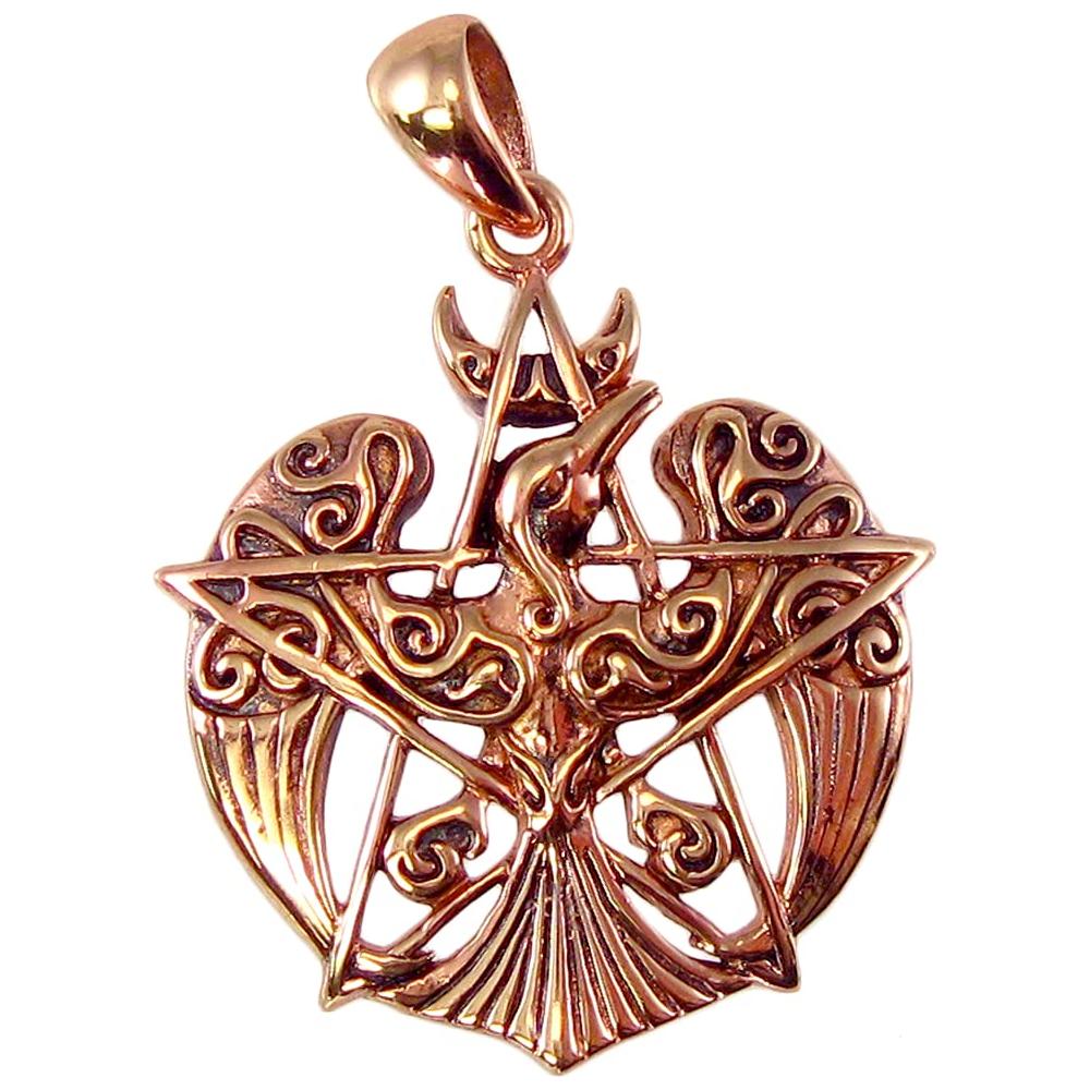 Dryad Design Copper Crescent Raven Pentacle Pentagram Pendant