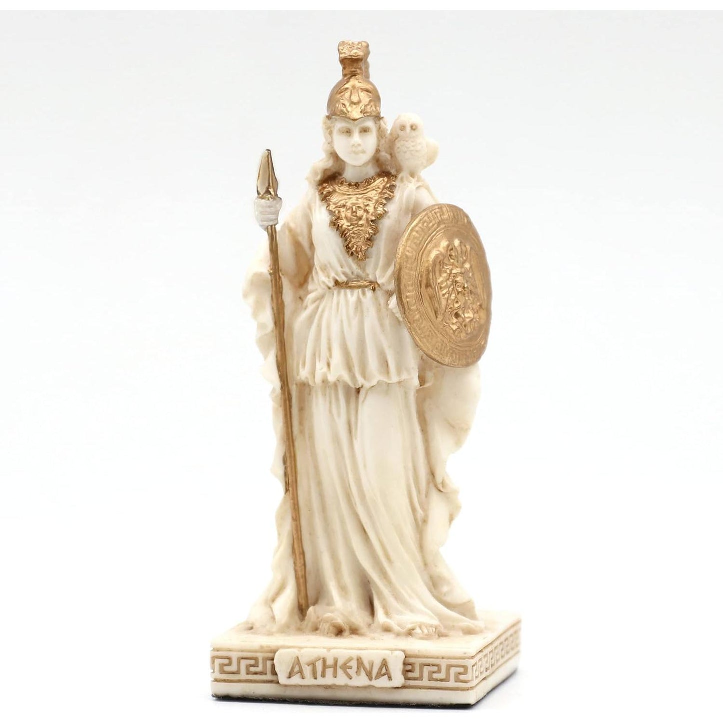 Ivory Gold Finish Athena (Minerva) Mini Statue Hand Painted 3 1/2"