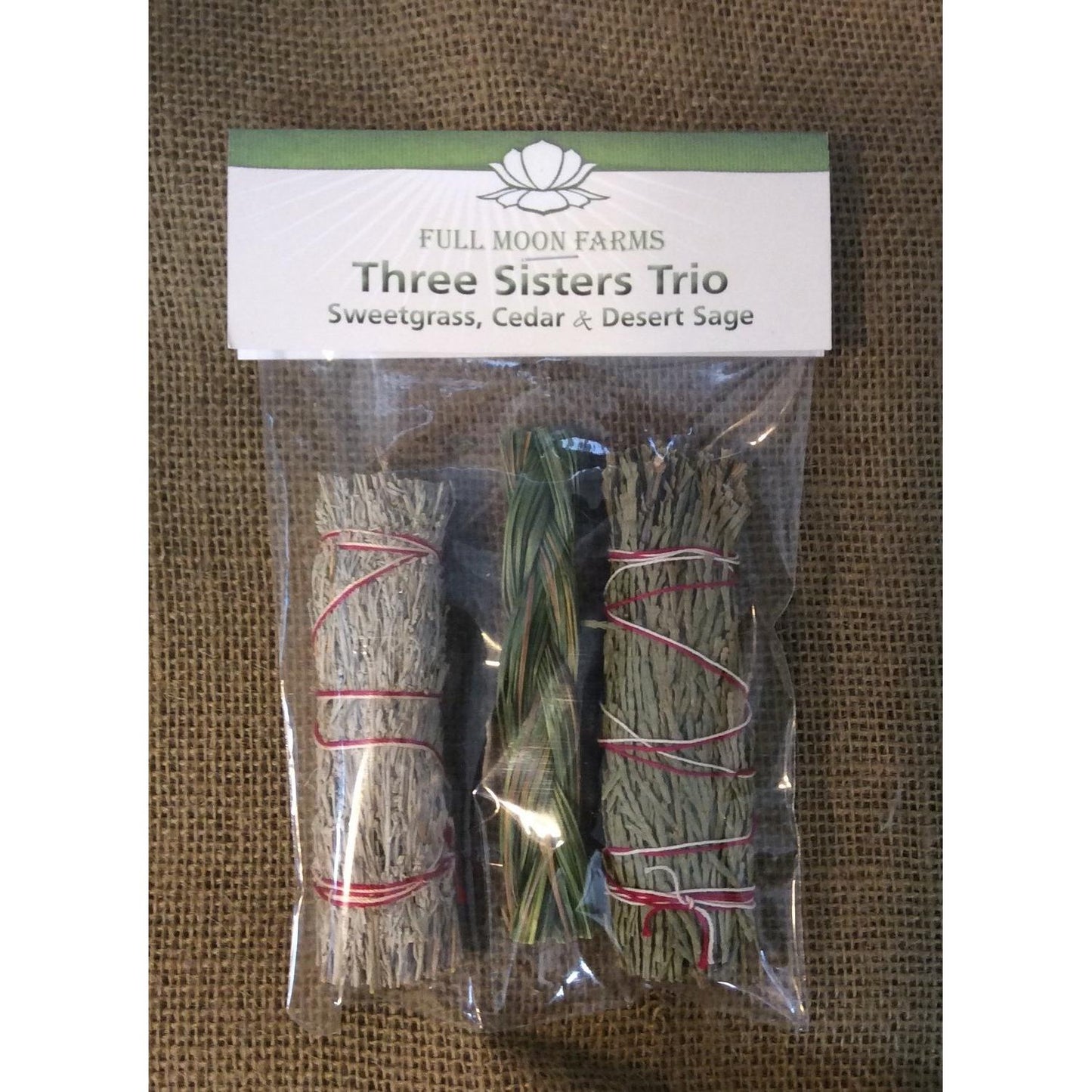 Three Sisters Trio: Sweetgrass, Desert Sage and Cedar Smudgesticks