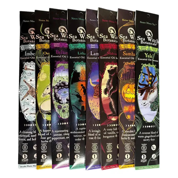 Save 20%! SeaWitch (Sea Witch) Wheel of the Year 8 Sabbats Botanicals Premium Incense, Natural