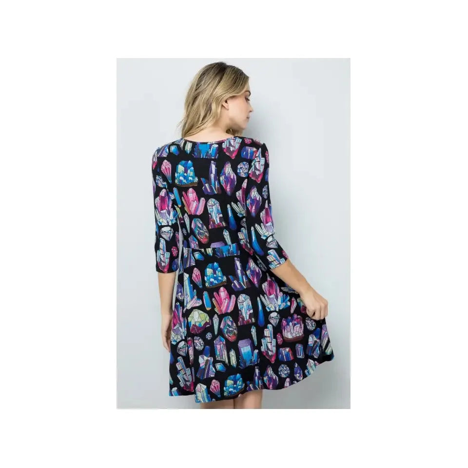 Crystal Print Winter Tunic Dress S-XL