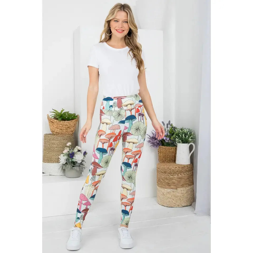 Mushroom Print Legging Yoga Pants S-XL