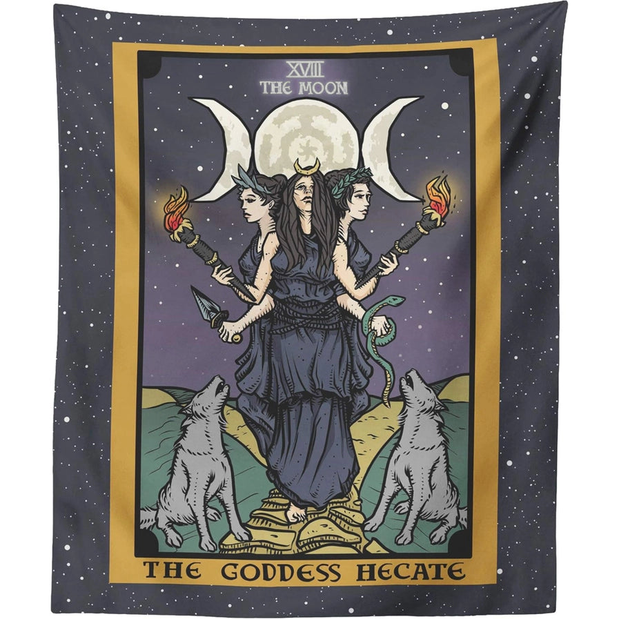 The Moon Tarot Card Tapestry - the Greek Goddess Hecate