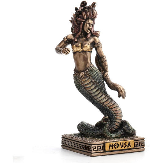 Bronze Finish Medusa Mini Statue Hand Painted 3 1/2"