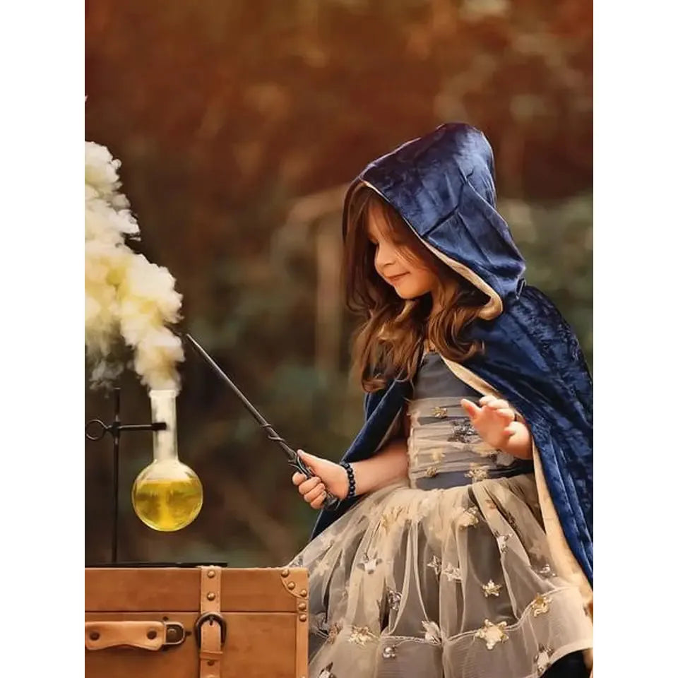 Child's Reversible Hooded Cloak - 30" Long | Double-Sided Cape