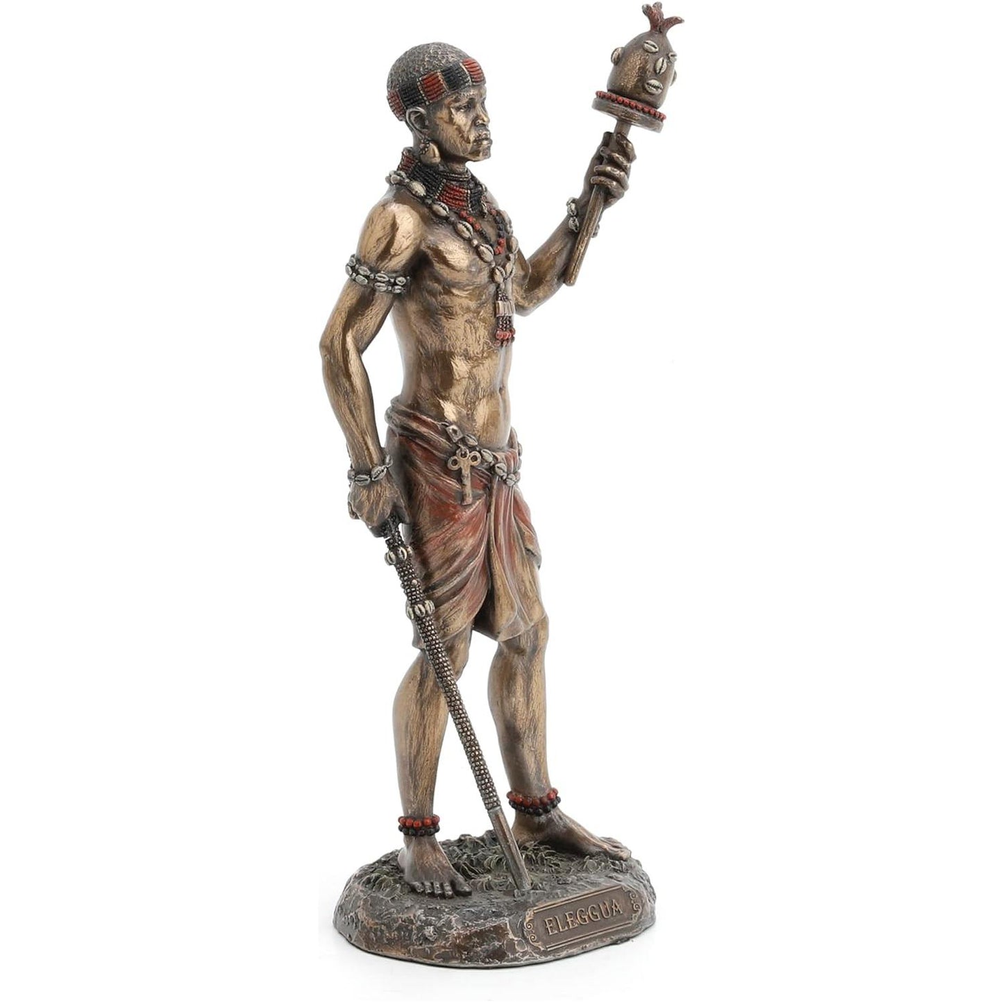 Ellugua God of Travelers African Orisha Resin Statue Bronze Finish 8 7/8 Inch