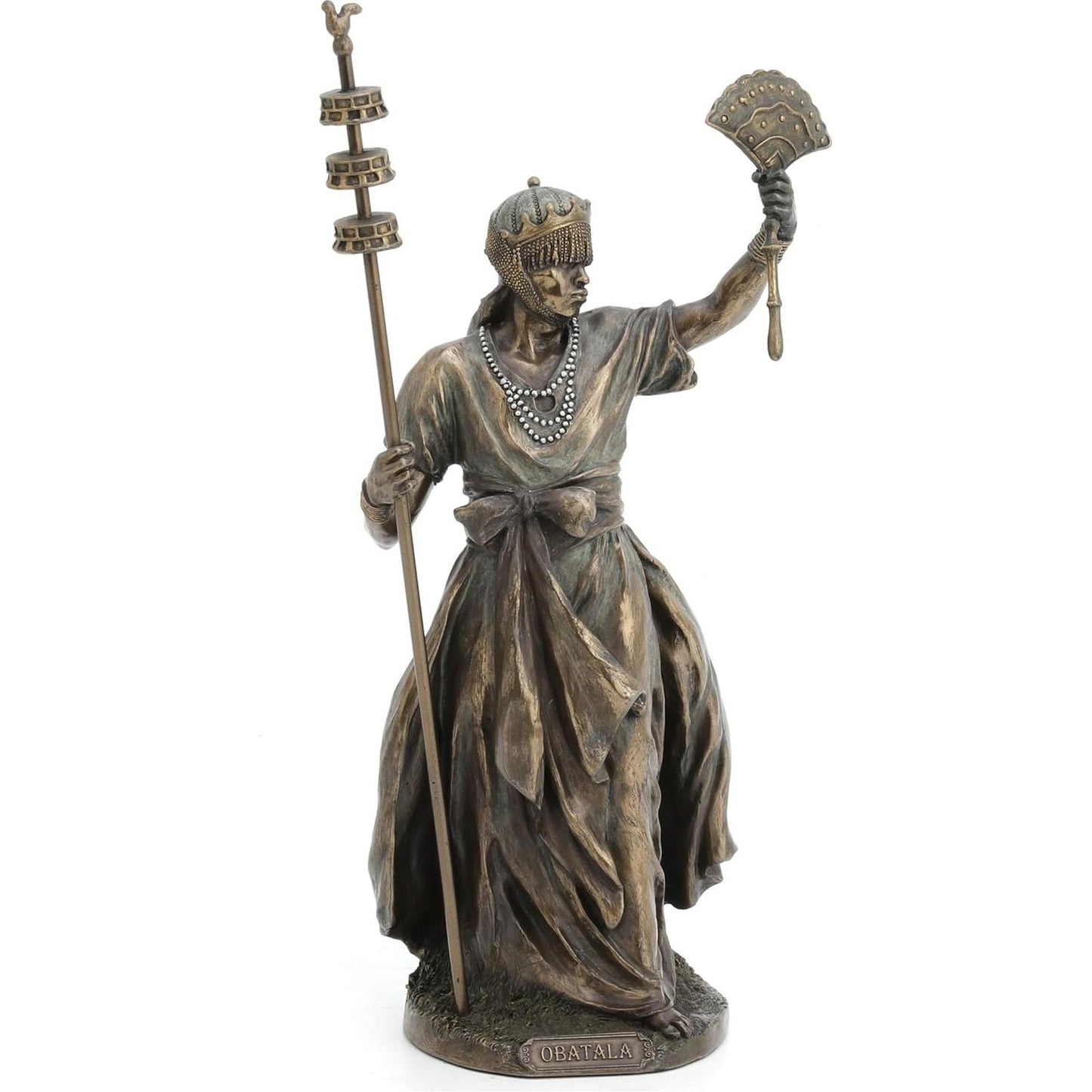 12 Inch Obatala The Creator Orisha Santeria Yoruba Cold Cast Resin Bronze Finish Sculpture