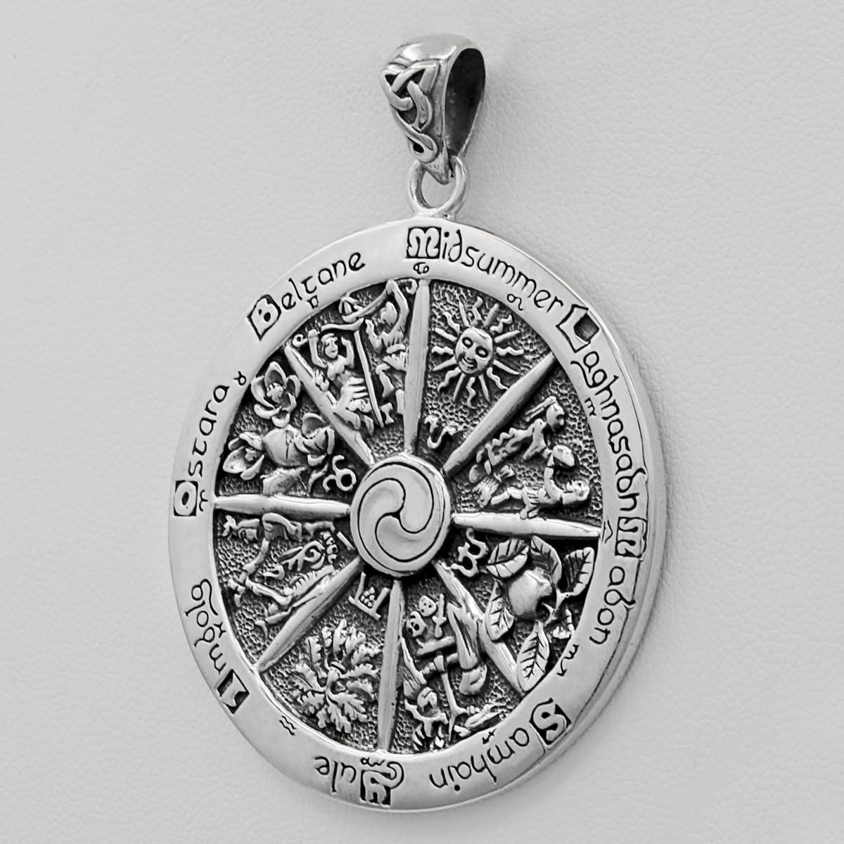 Dryad Design Wheel of the Year Pendant 1.75" Sterling Silver