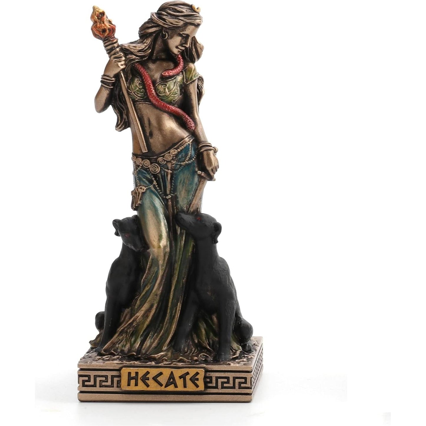 Bronze Finish Hecate (Hekate) Goddess of Magic Mini Statue Hand Painted