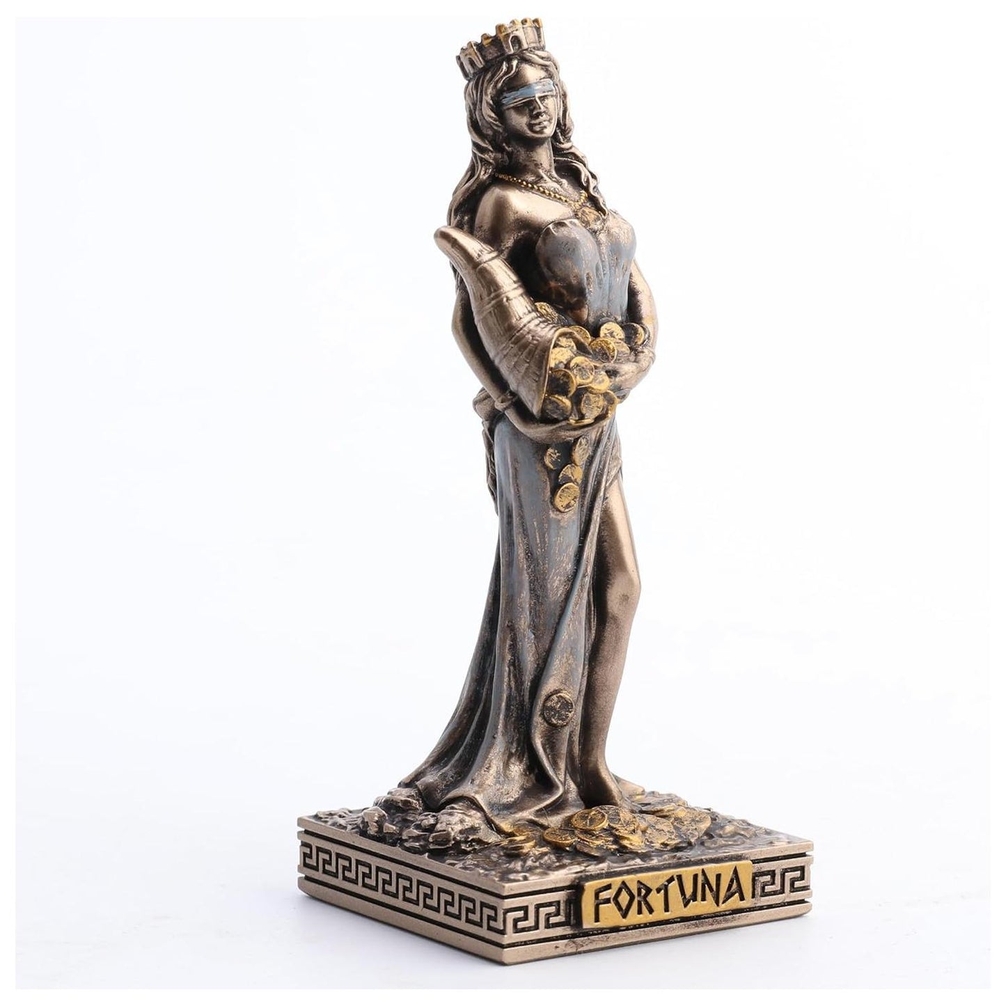 Bronze Look Finish Lady Fortuna Mini Statue Hand Painted 3 1/2"