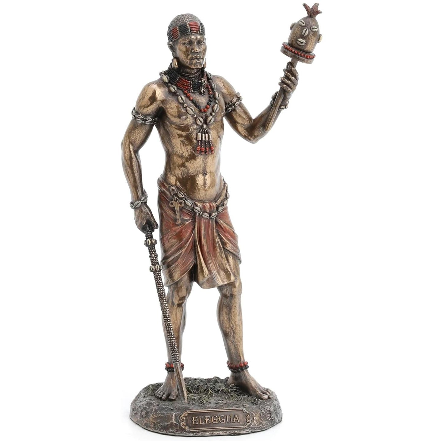 Ellugua God of Travelers African Orisha Resin Statue Bronze Finish 8 7/8 Inch