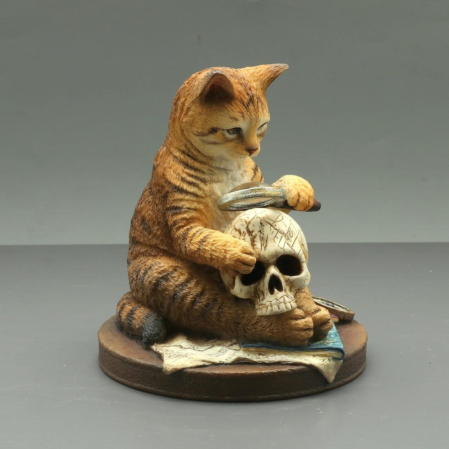 A Real Head Scratcher Cat Private Investigator Resin Hand Painted Statue