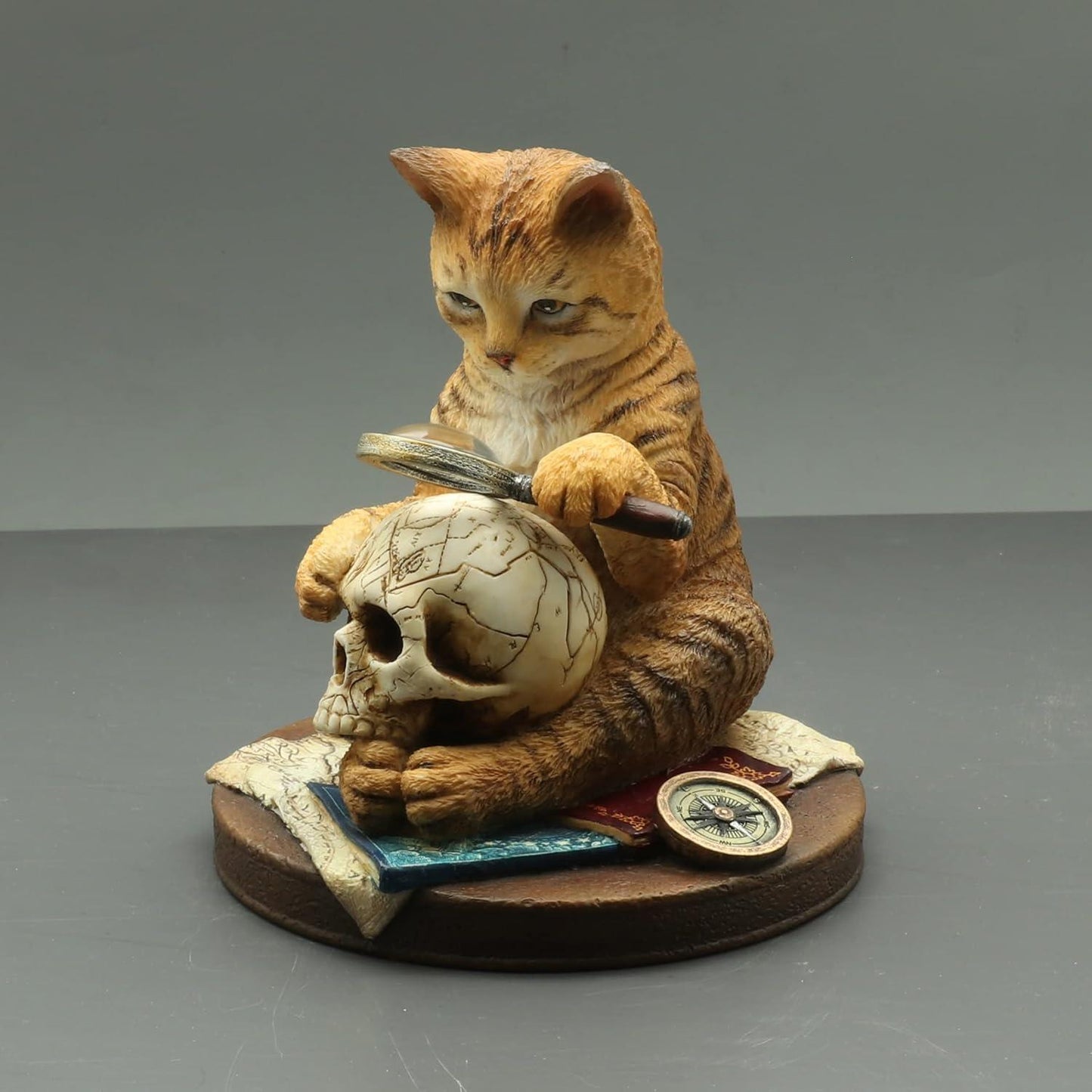 A Real Head Scratcher Cat Private Investigator Resin Hand Painted Statue