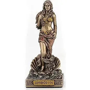 Bronze Finish Aphrodite Goddess Mini Statue Hand Painted 3 1/2"