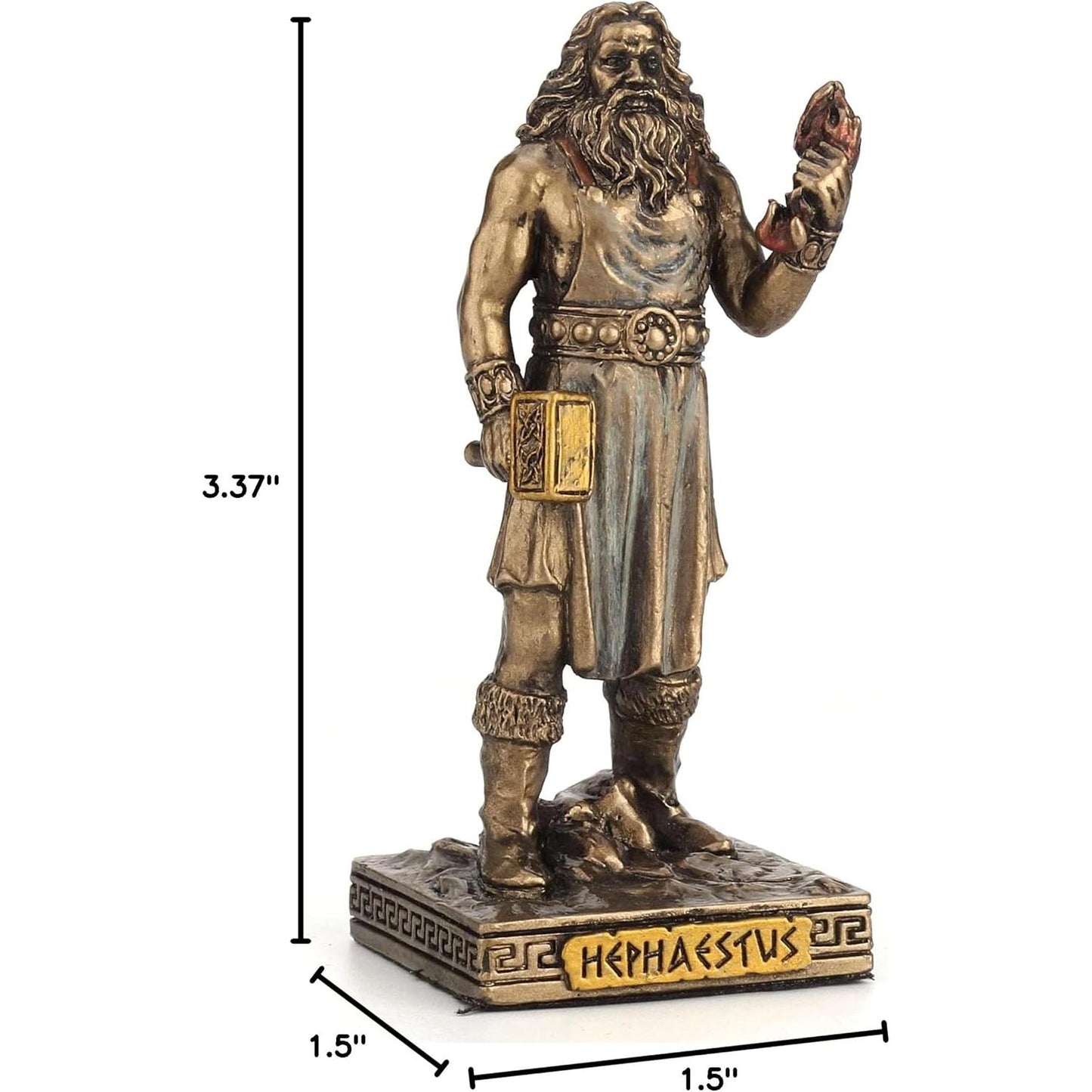 Bronze Look Finish Hephaestus Mini Statue Hand Painted 3 1/2"