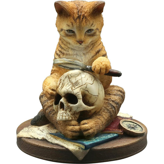 A Real Head Scratcher Cat Private Investigator Resin Hand Painted Statue