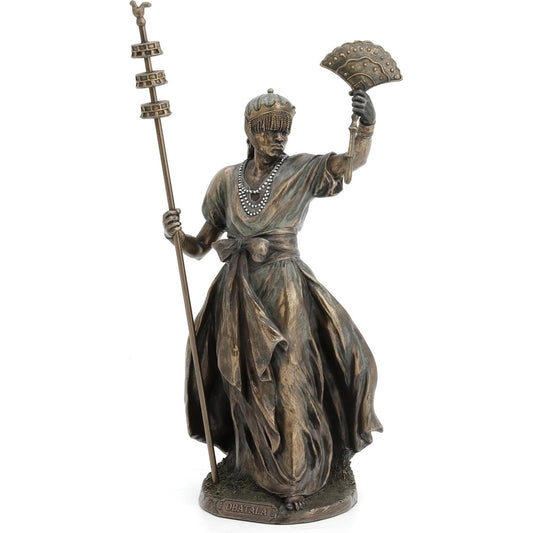 12 Inch Obatala The Creator Orisha Santeria Yoruba Cold Cast Resin Bronze Finish Sculpture