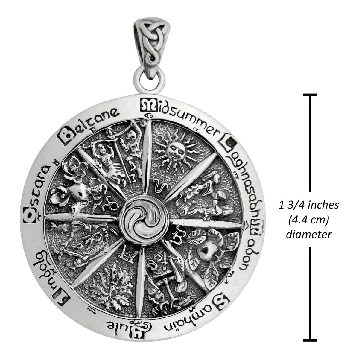 Dryad Design Wheel of the Year Pendant 1.75" Sterling Silver