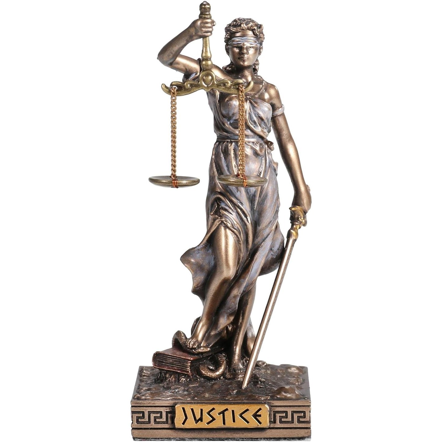 Bronze Look Finish Lady Justice La Justica Mini Statue Hand Painted 3 1/2"