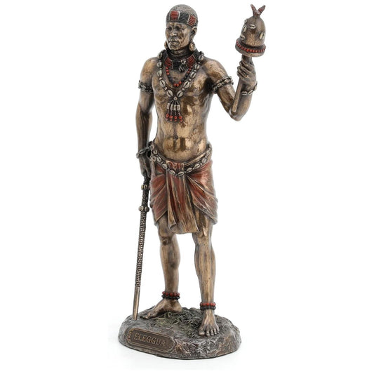 Ellugua God of Travelers African Orisha Resin Statue Bronze Finish 8 7/8 Inch