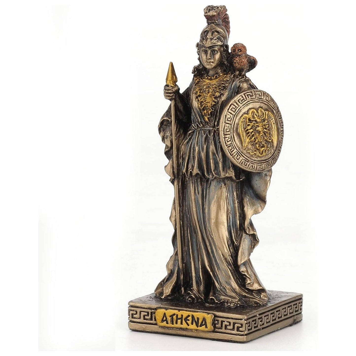 Bronze Look Finish Athena (Minerva) Mini Statue Hand Painted 3 1/2"