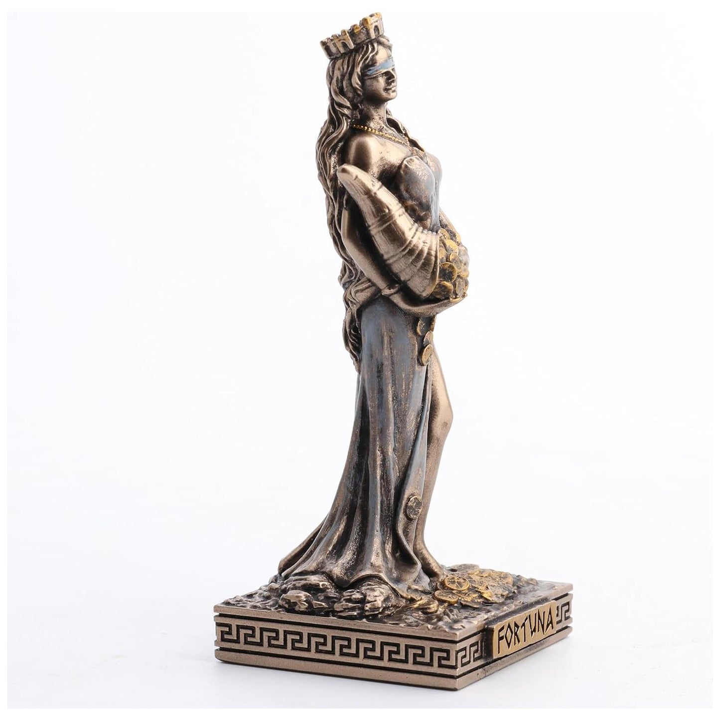 Bronze Look Finish Lady Fortuna Mini Statue Hand Painted 3 1/2"