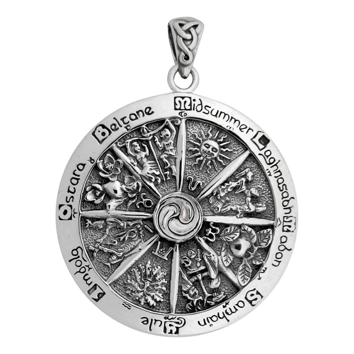 Dryad Design Wheel of the Year Pendant 1.75" Sterling Silver