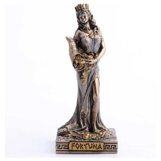 Bronze Look Finish Lady Fortuna Mini Statue Hand Painted 3 1/2"