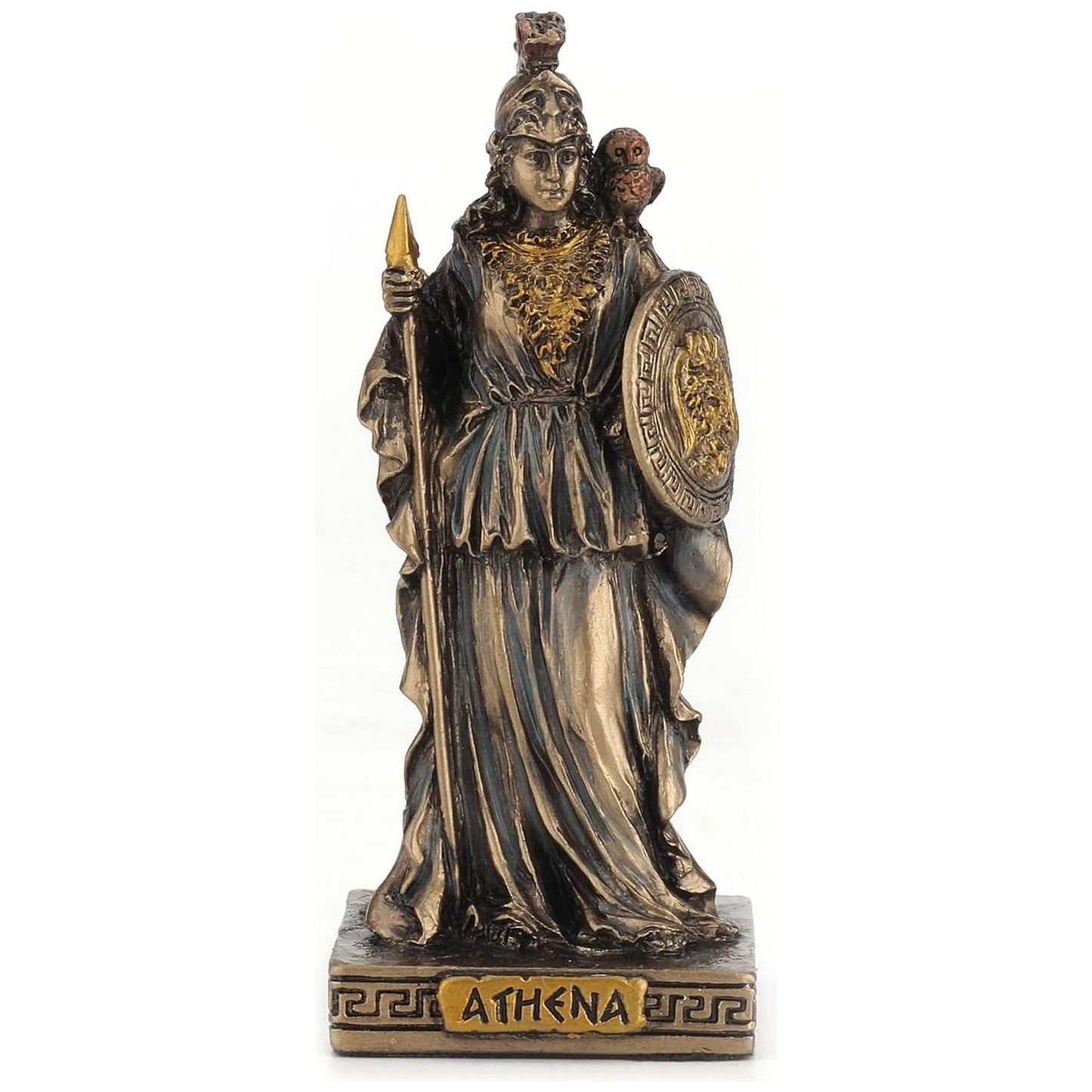 Bronze Look Finish Athena (Minerva) Mini Statue Hand Painted 3 1/2"