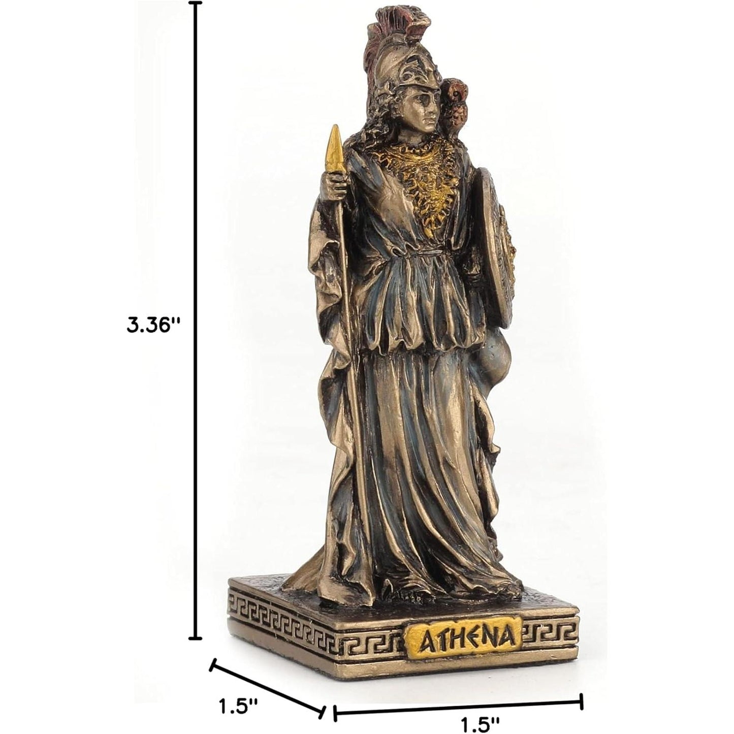 Bronze Look Finish Athena (Minerva) Mini Statue Hand Painted 3 1/2"