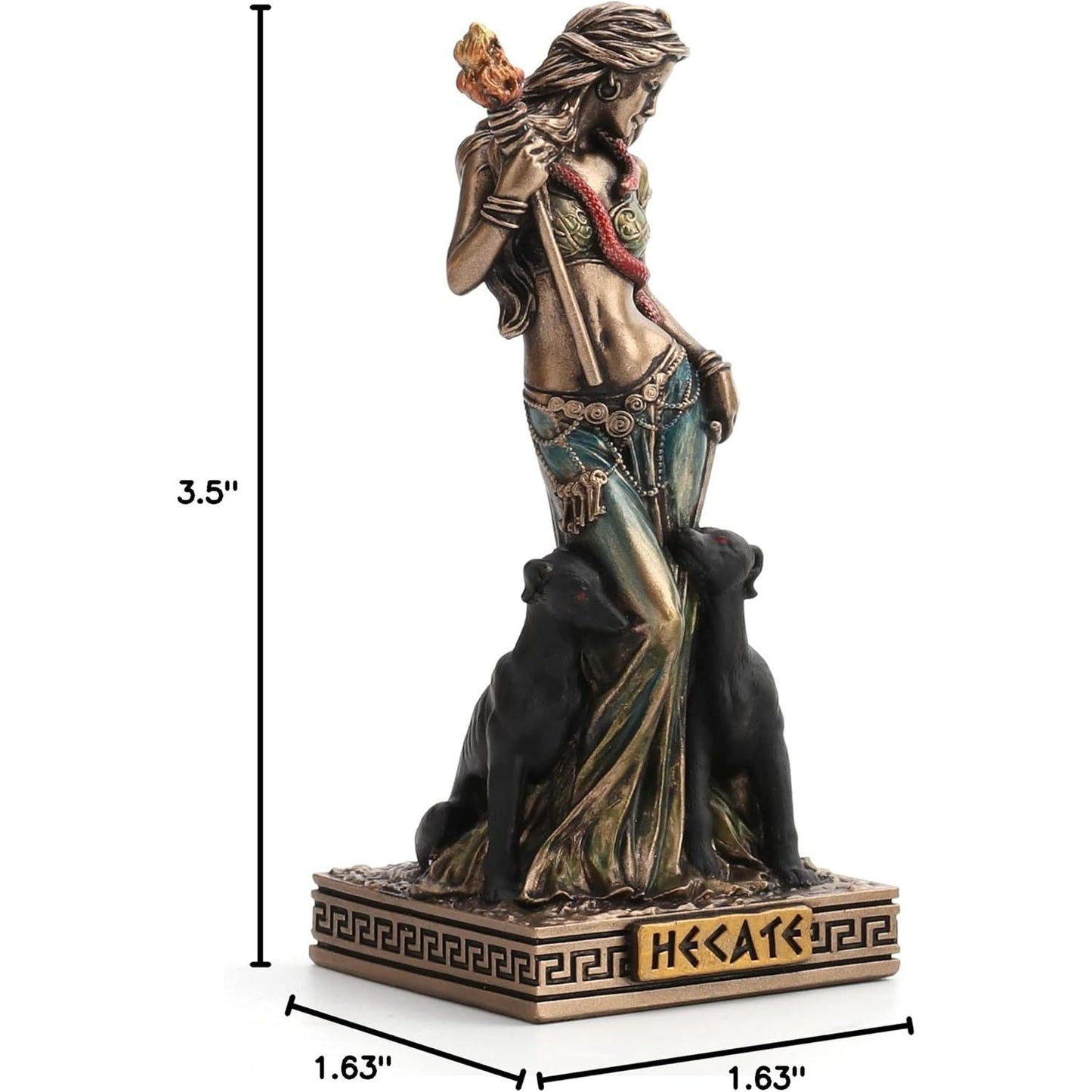 Bronze Finish Hecate (Hekate) Goddess of Magic Mini Statue Hand Painted