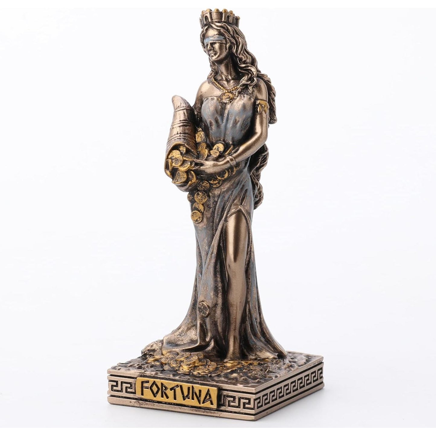 Bronze Look Finish Lady Fortuna Mini Statue Hand Painted 3 1/2"